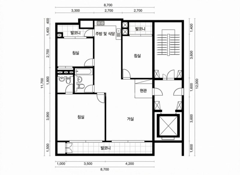 마천 우방 31평형 평면도
