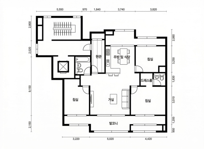 레이크 팰리스 34평형 평면도