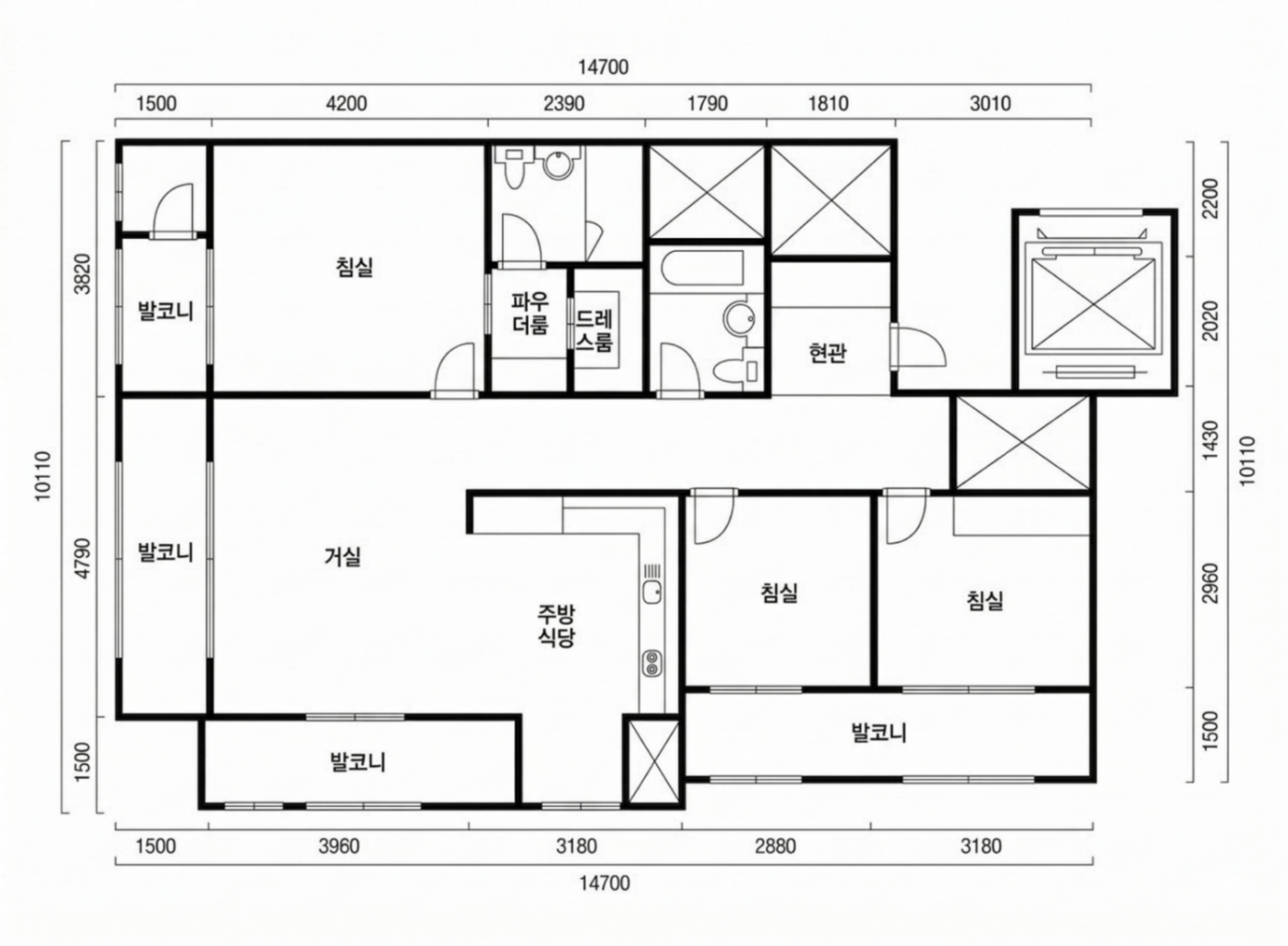 호반써밋서초파크 인테리어 평면 구조