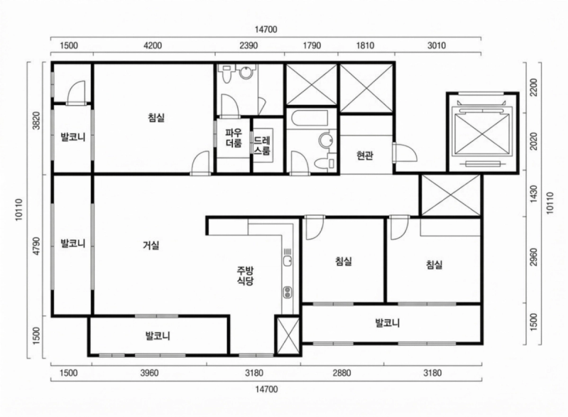 호반써밋 서초 파크 35평형 평면도