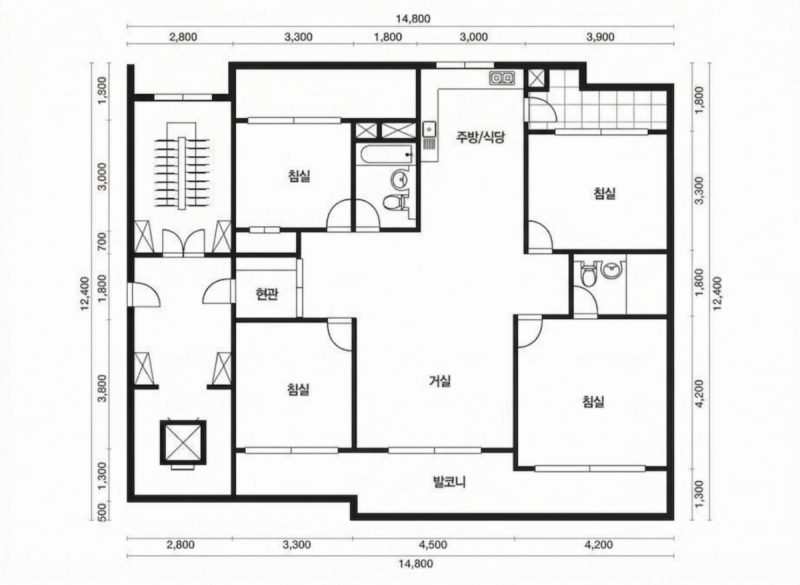 청계 벽산 42평형 평면도