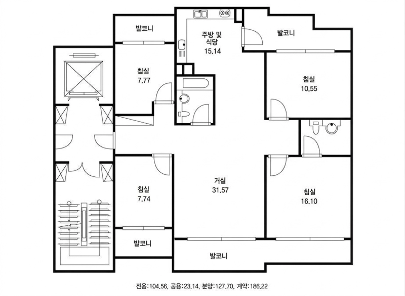 성수동 아이파크 38평형 평면도