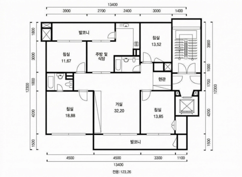 개포 경남 44평형 평면도
