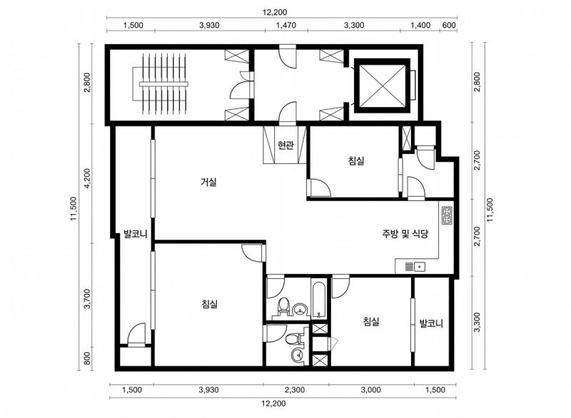 공덕삼성 34평형 평면도