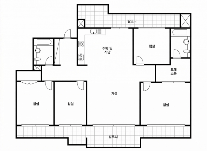 래미안 파크팰리스 43평형 평면도