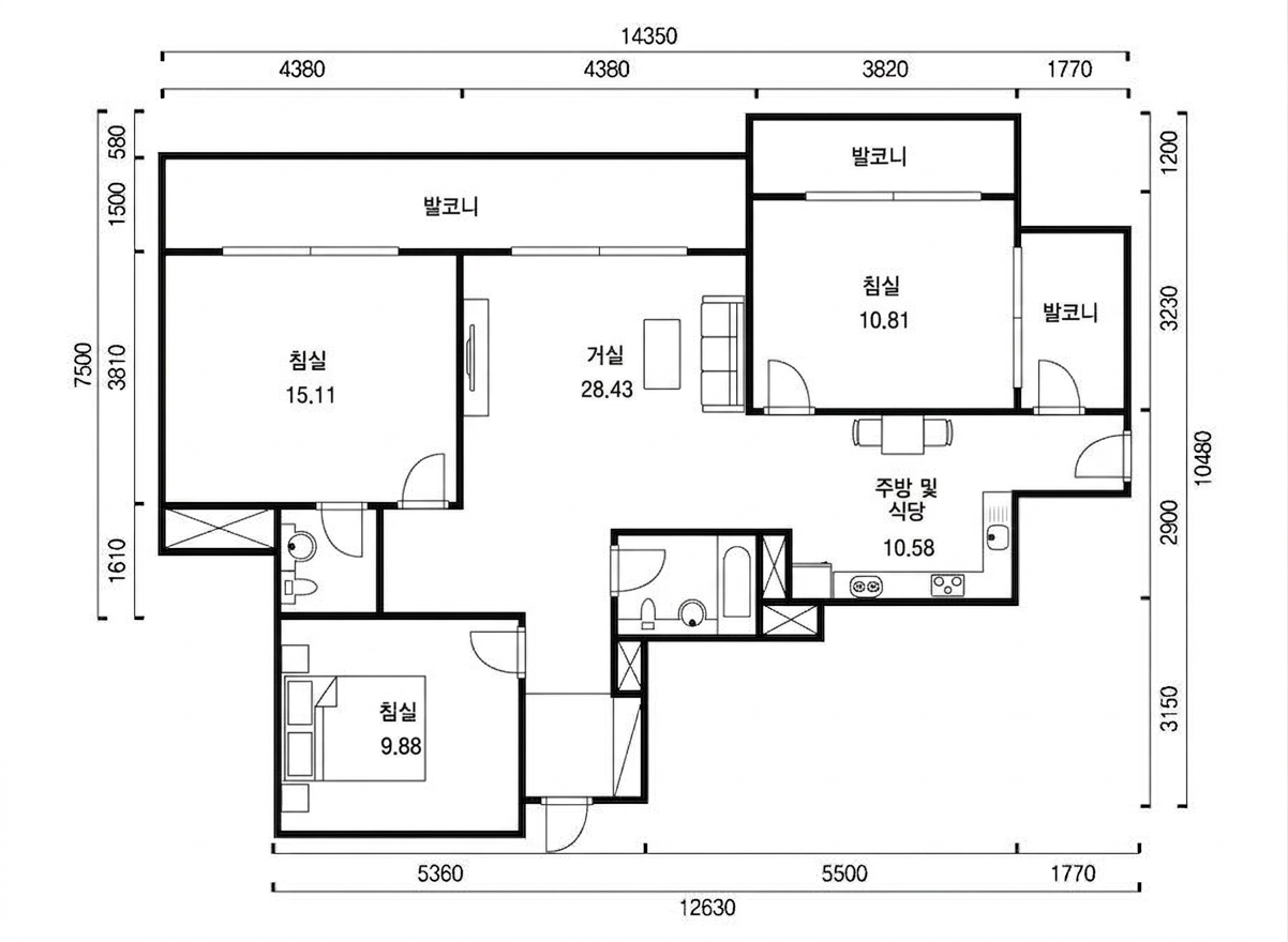 서울숲금강아미움 인테리어 평면 구조
