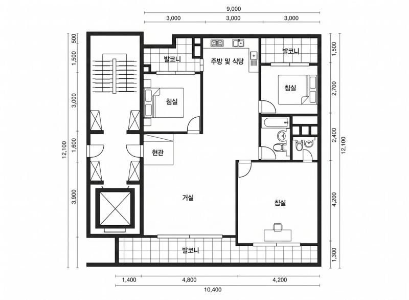 망원대림1차 32평형 평면도