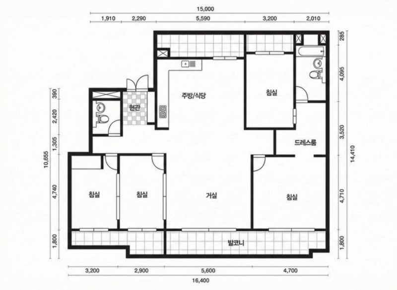 목동이편한세상 56평형 평면도