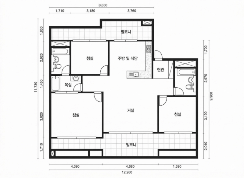 오금 쌍용 스윗닷홈 1차 평면도