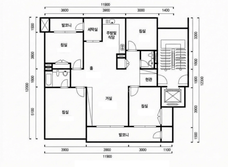 대치선경아파트 42평형 평면도