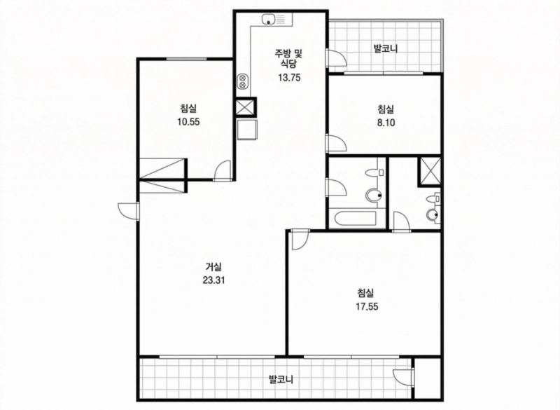 가락 현대 6차 30평형 평면도