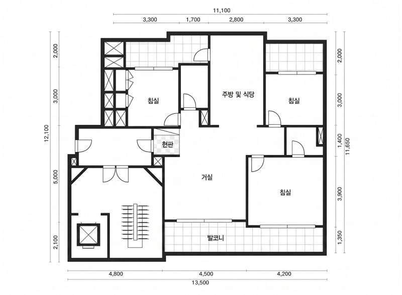 대방대림 33평형 평면도