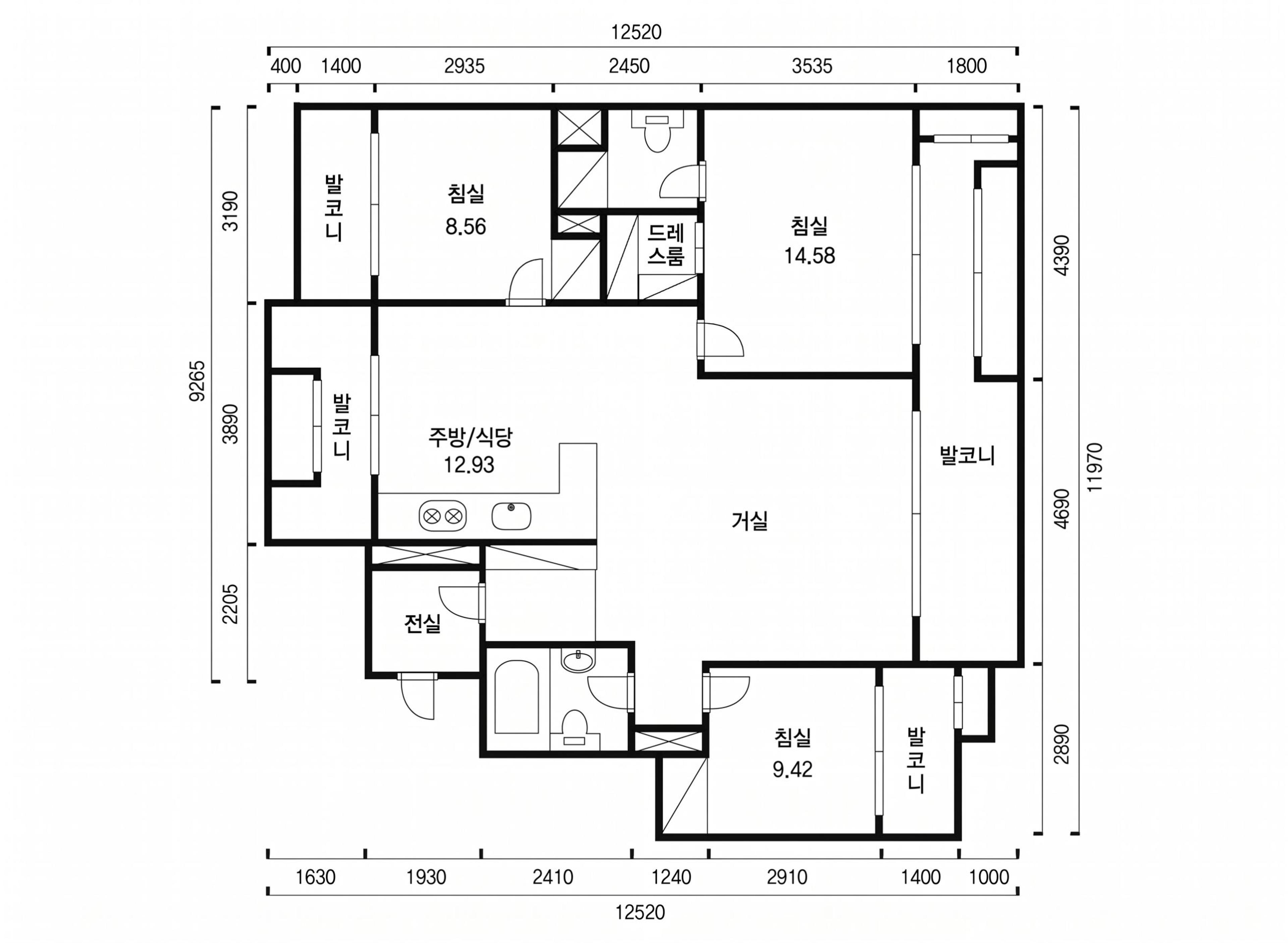 마곡한솔솔파크 인테리어 평면 구조