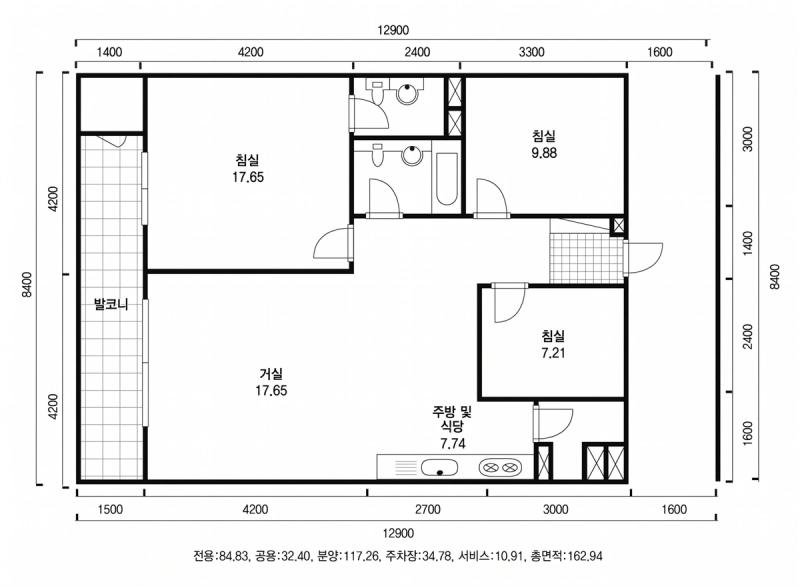 대림(411) 34평형 평면도