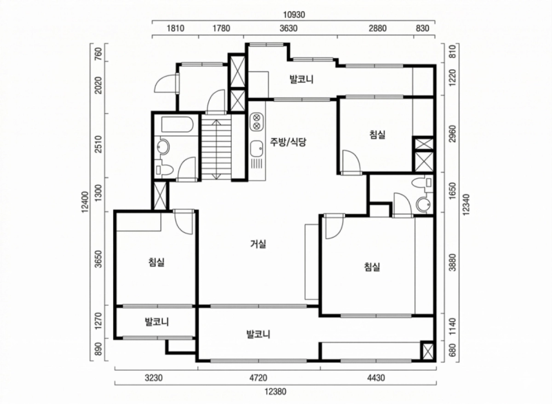 잠실 엘스 33평형 평면도