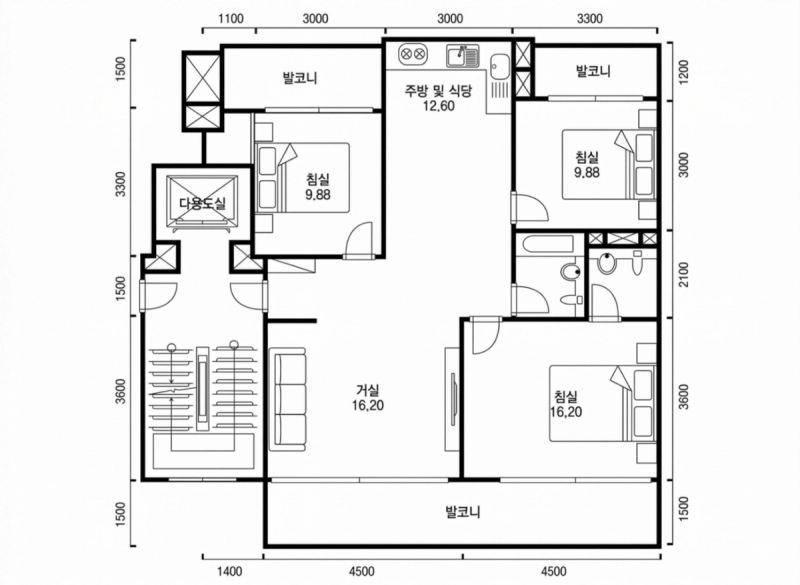잠원 한신 그린 29평형 평면도