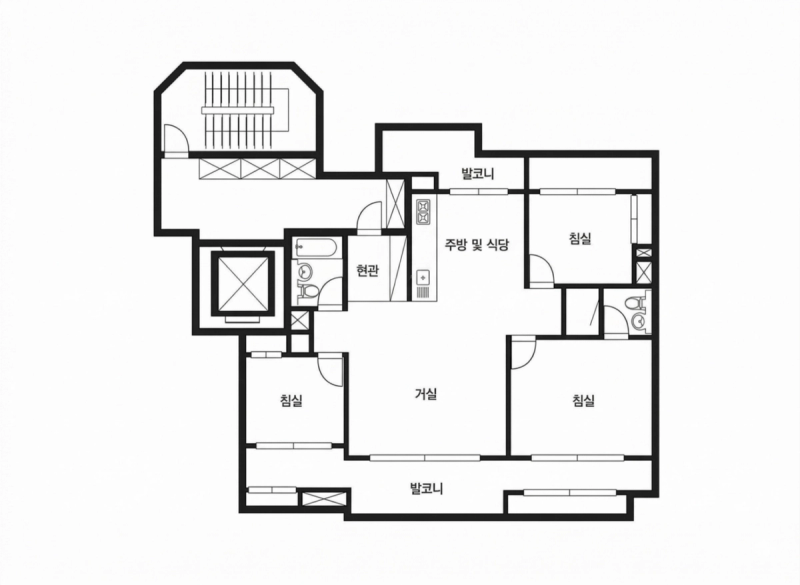 잠실 리센츠 33평형 평면도