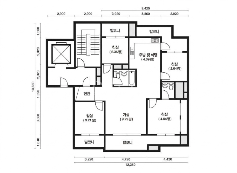 성수 롯데캐슬파크 38평형 평면도