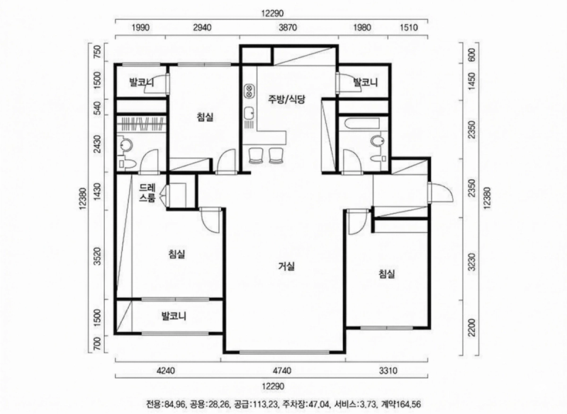 반포 리체 34B평형 평면도