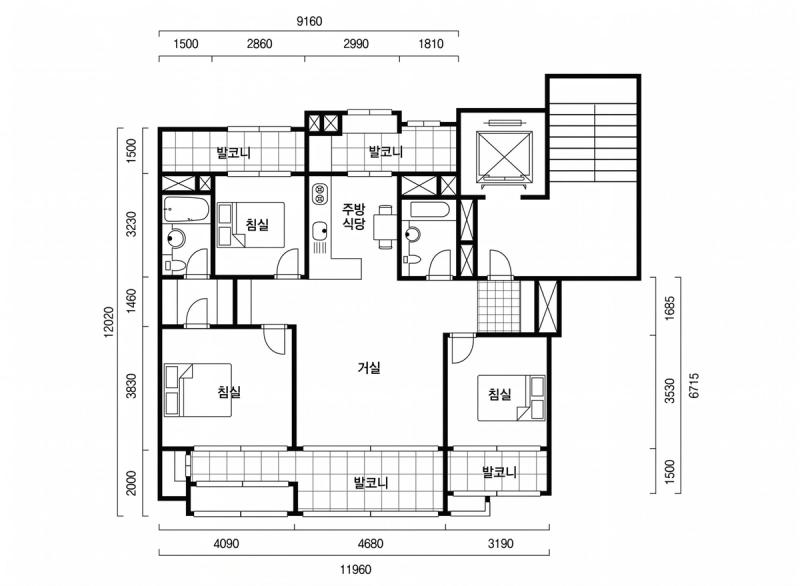 서강 쌍용 예가 32평형 평면도