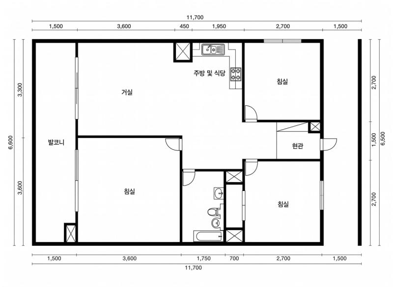 중동 현대 1차 25평형 평면도