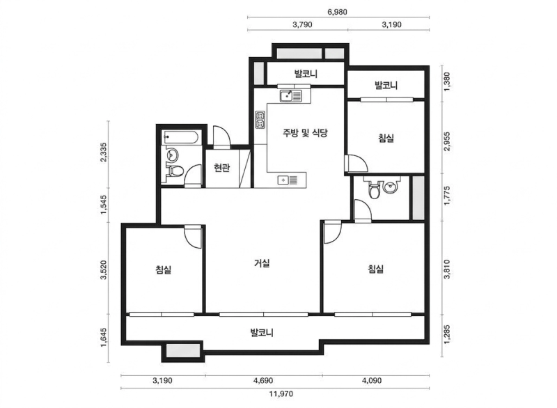 개나리래미안 33A평형 평면도