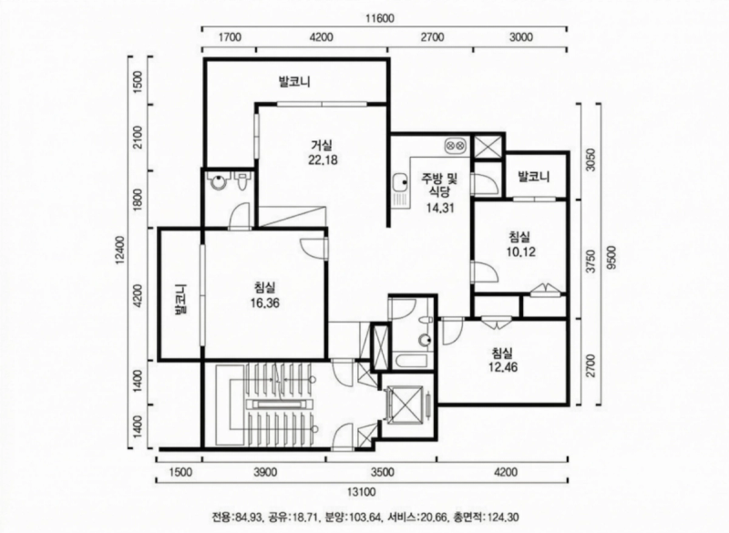 양재 우성 30평형 평면도