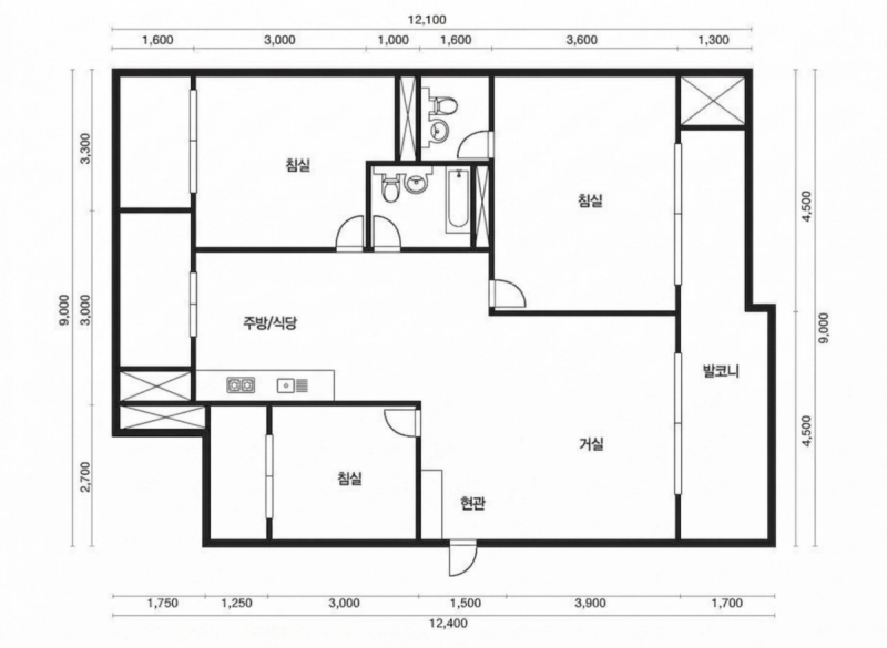 응봉 대림 강변타운 32평형 평면도