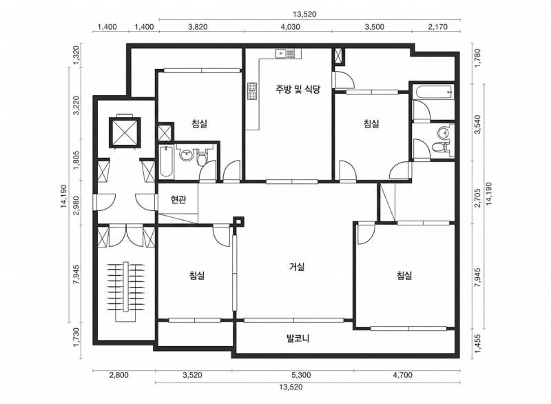 사당 롯데캐슬 샤인 54평형 평면도