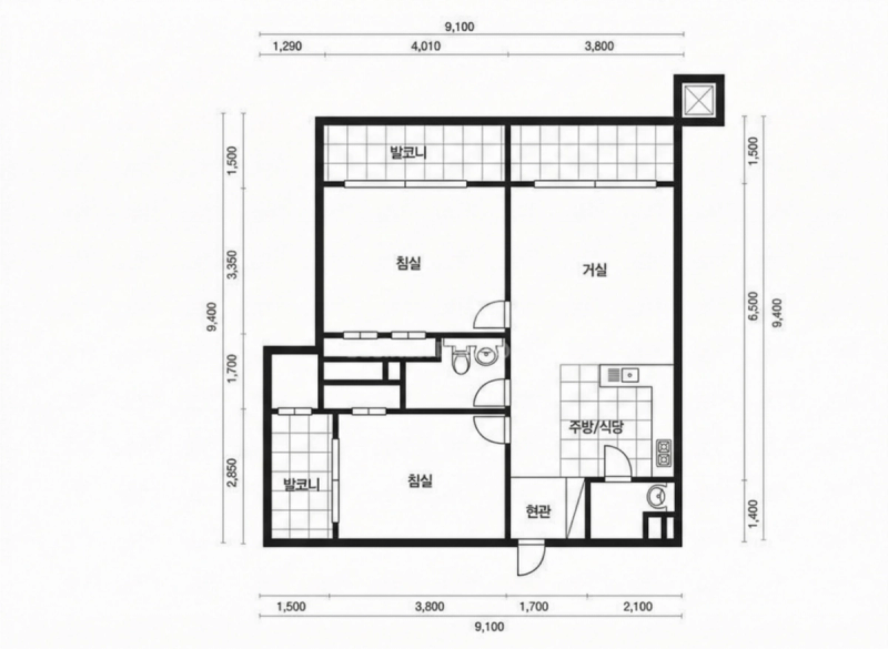 테헤란로대우아이빌 24평형 평면도