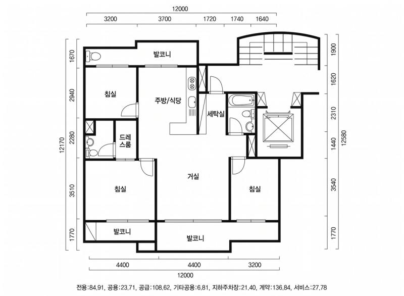 DMC상암센트럴파크1단지 32평형 평면도