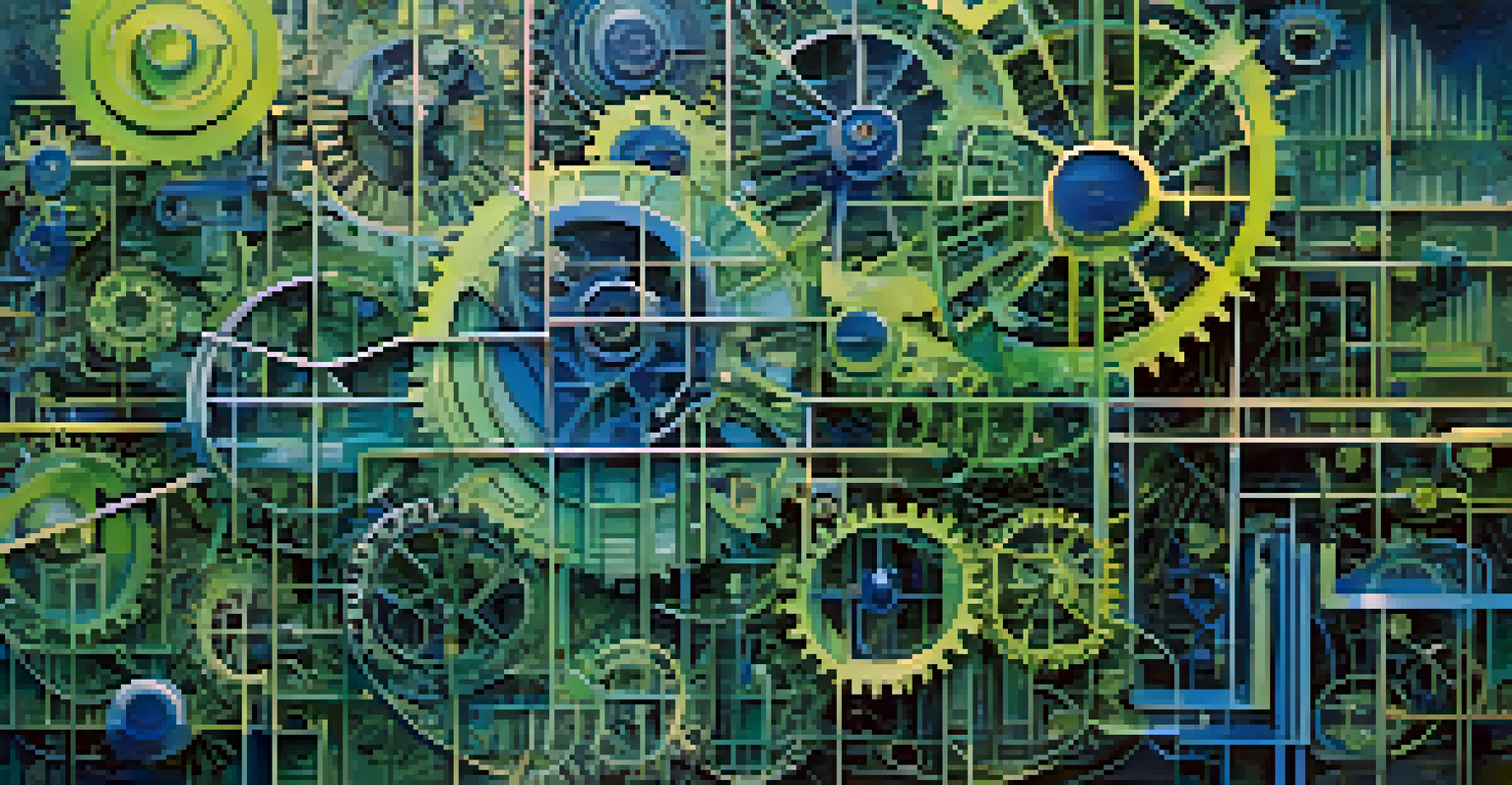 An abstract image of interconnected gears and graphs representing interest rate derivatives with a blue and green background.