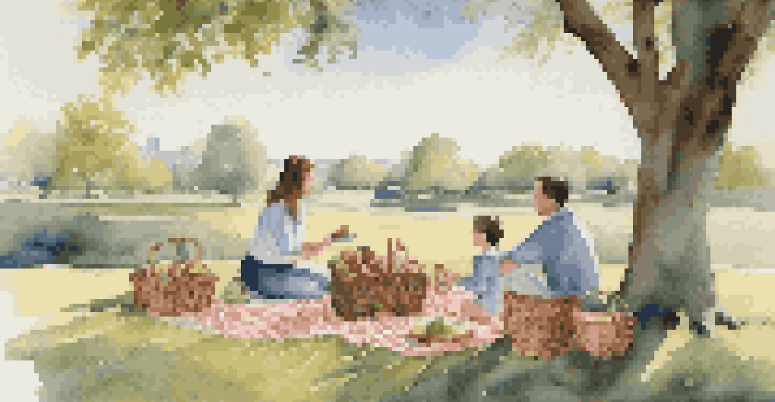 A family having a picnic on a blanket in a park, representing financial security and future planning under a clear blue sky.
