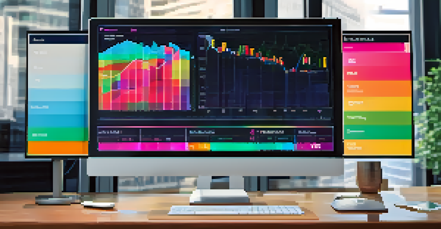 A close-up of a computer screen showing real-time financial data and analytics, with a hand pointing at a graph.
