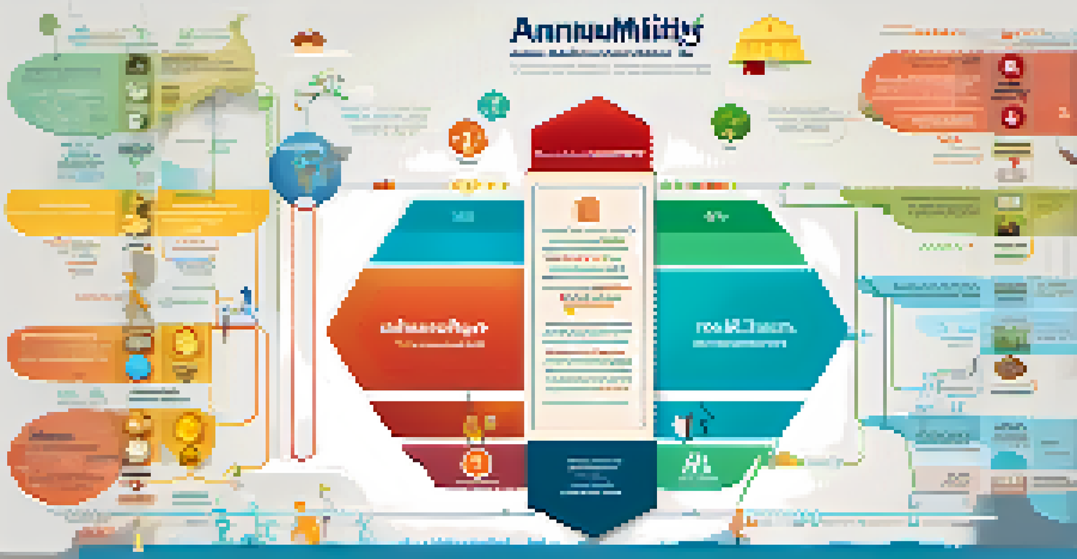 An infographic showing the pros and cons of annuities with a balanced scale and colorful icons.