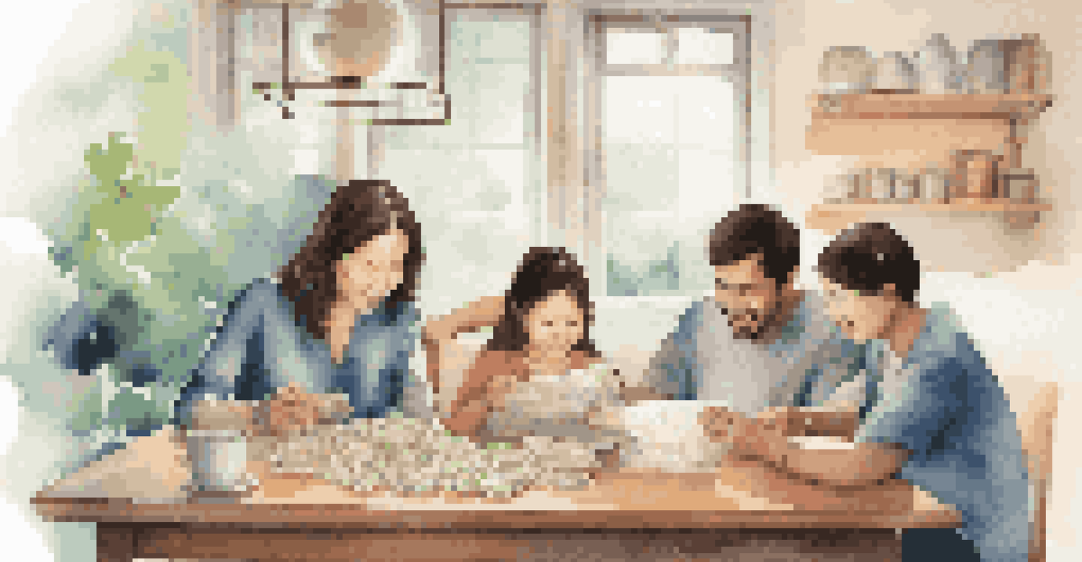A family using a mobile app to send money internationally at their kitchen table.