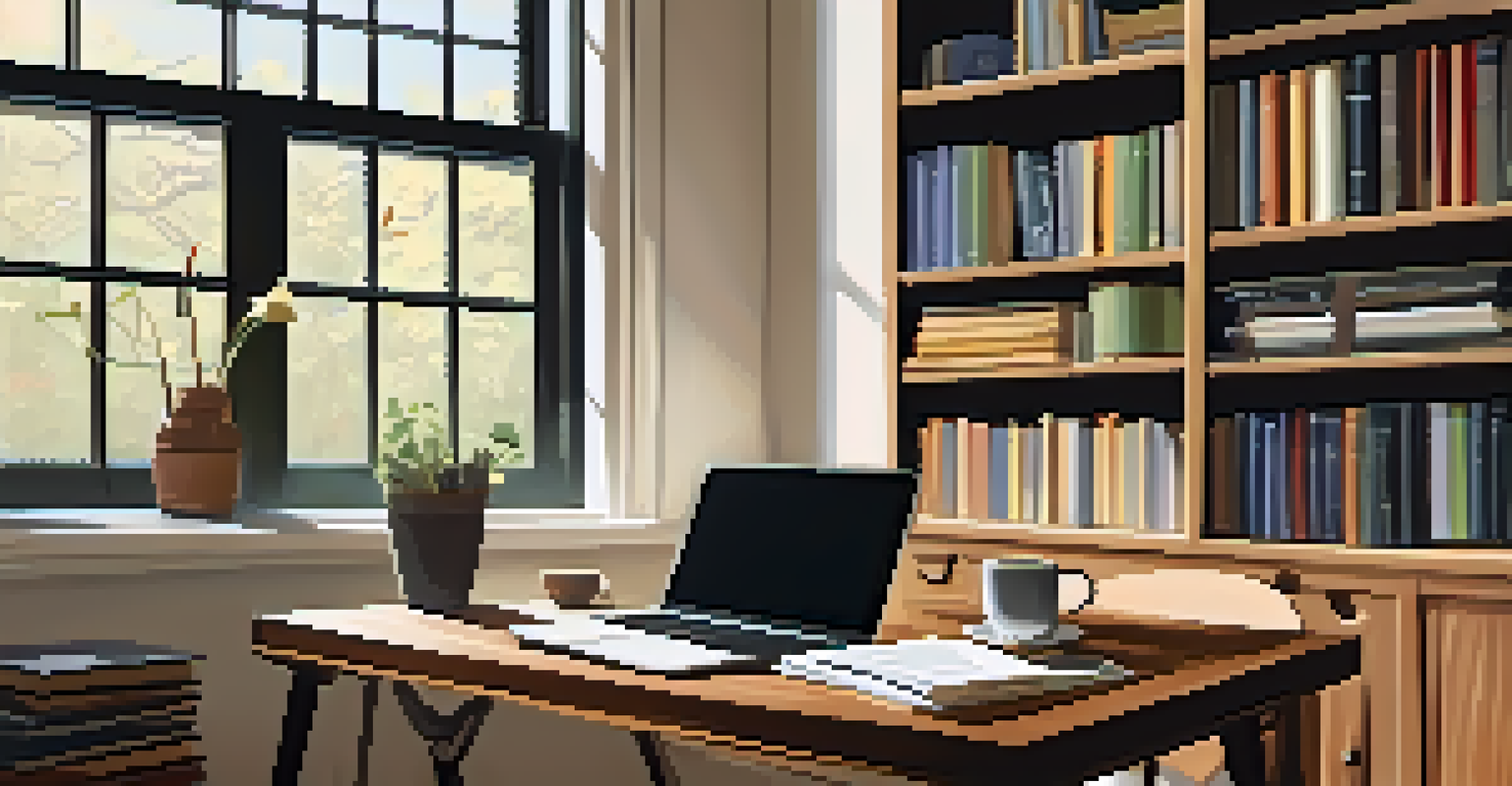 A cozy workspace with a laptop and notebooks, showcasing a budgeting spreadsheet.