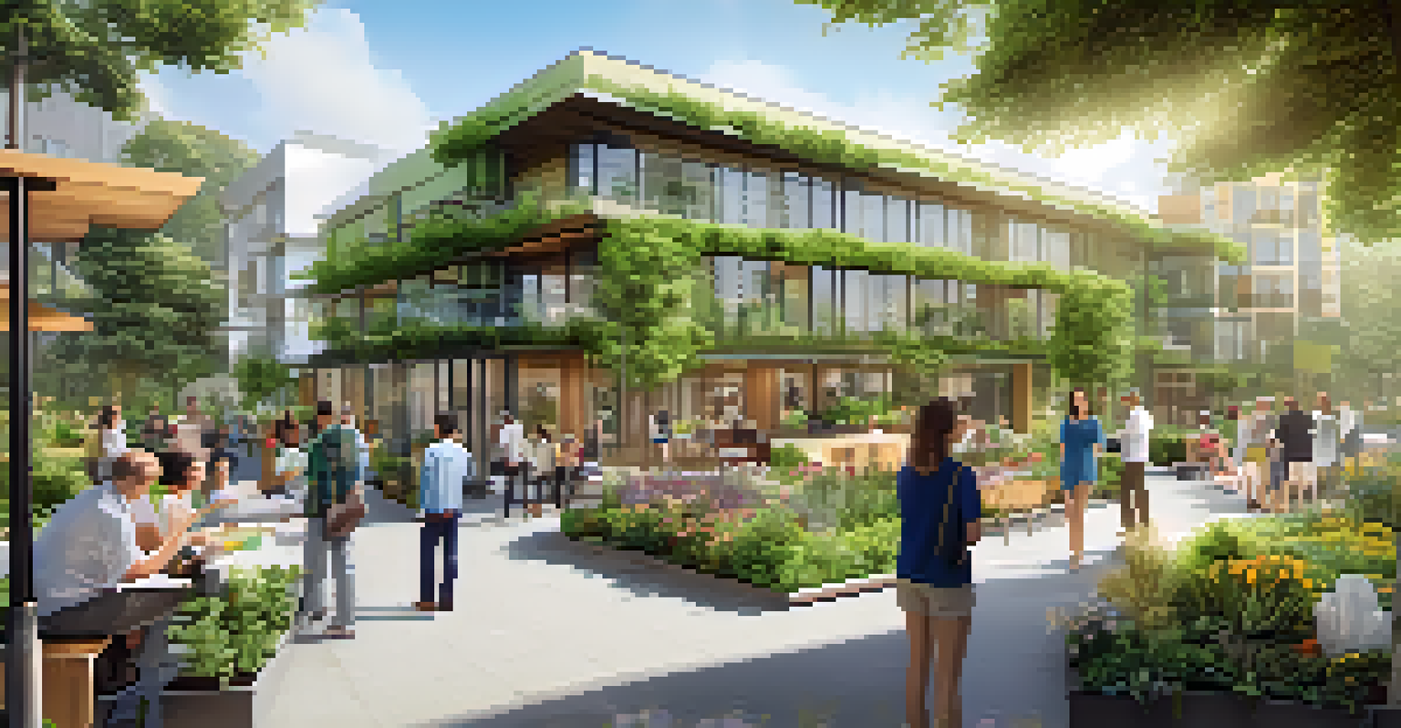 A sustainable real estate development showcasing green architecture and community engagement.