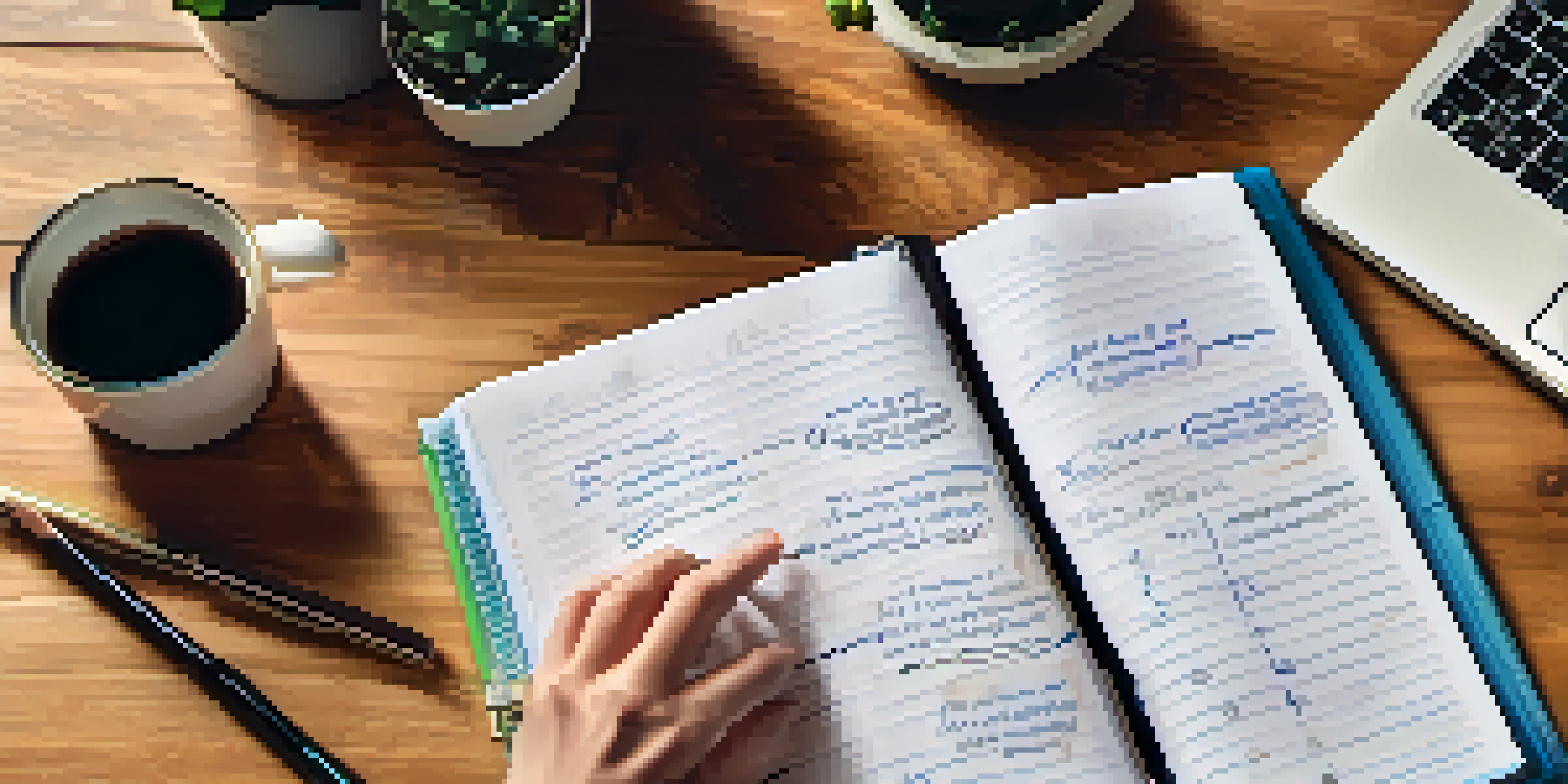 A close-up of hands writing financial goals in a planner, alongside motivational quotes and a laptop, representing the journey to financial freedom.