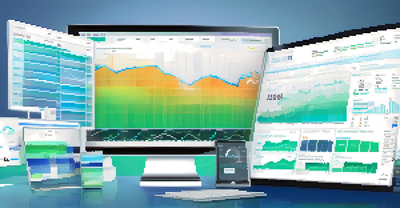 A digital financial dashboard displaying colorful graphs and charts for various investment assets.