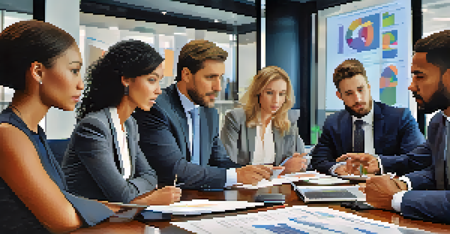 A diverse team of professionals in a meeting, showing engagement and collaboration in a modern conference room.