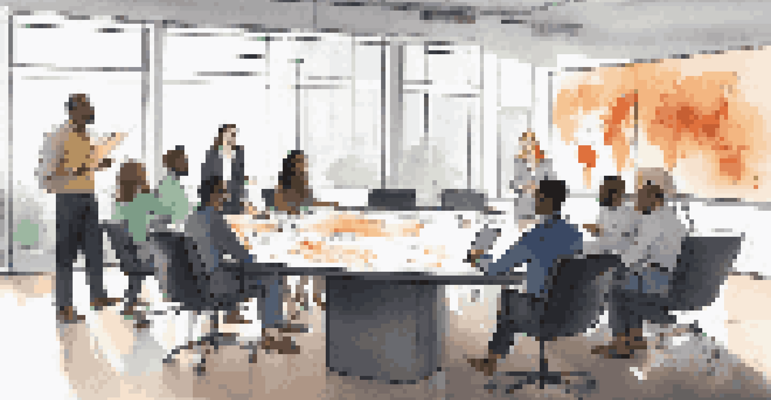 A diverse team in a conference room discussing tax credits and business growth strategies, with a graph displayed on a large screen.