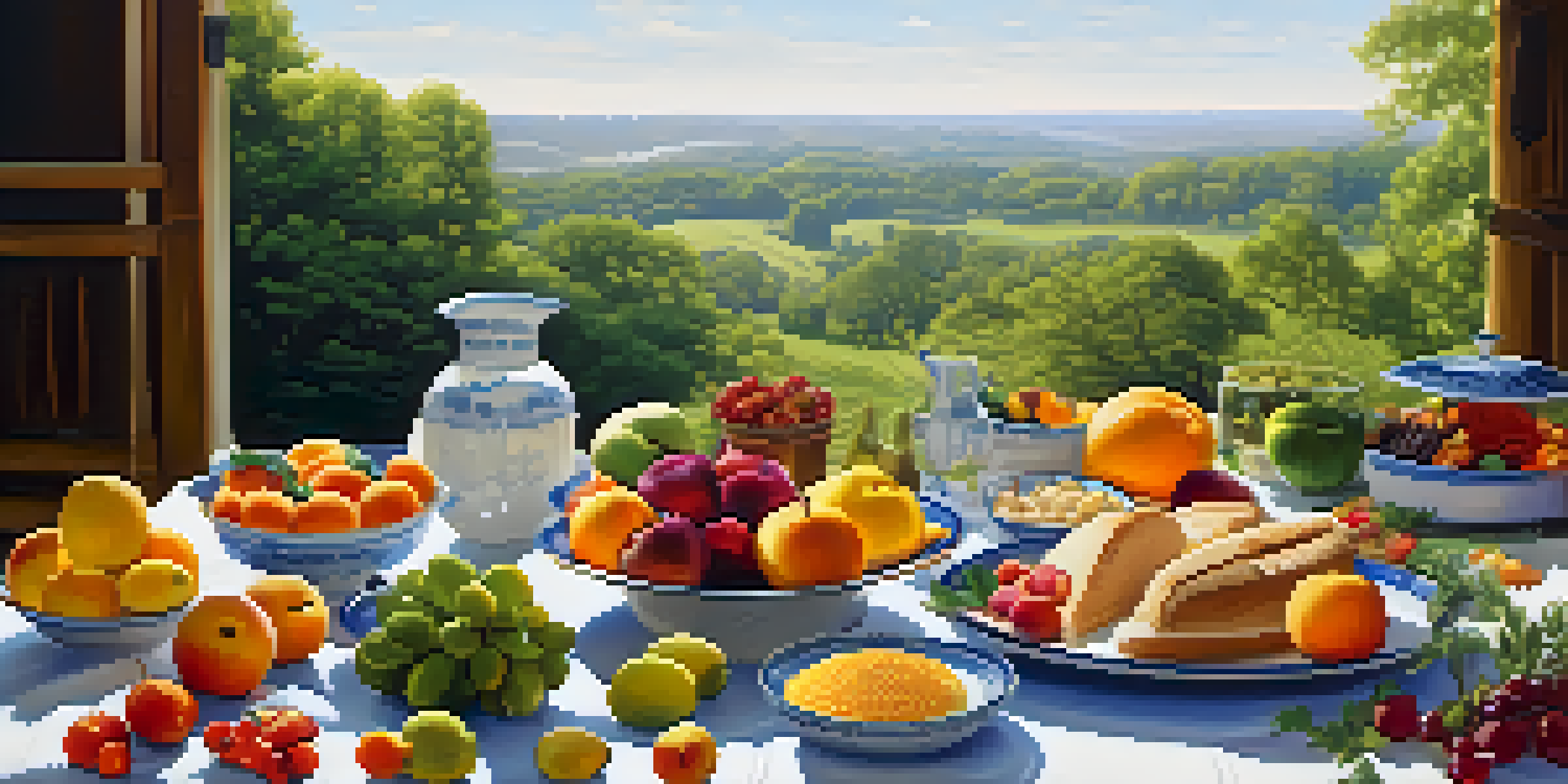 A balanced meal displayed outdoors, representing the concept of asset allocation with various food groups arranged harmoniously.