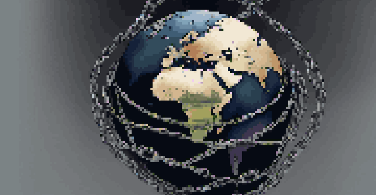 A globe encircled by heavy chains representing economic isolation from sanctions against nations.