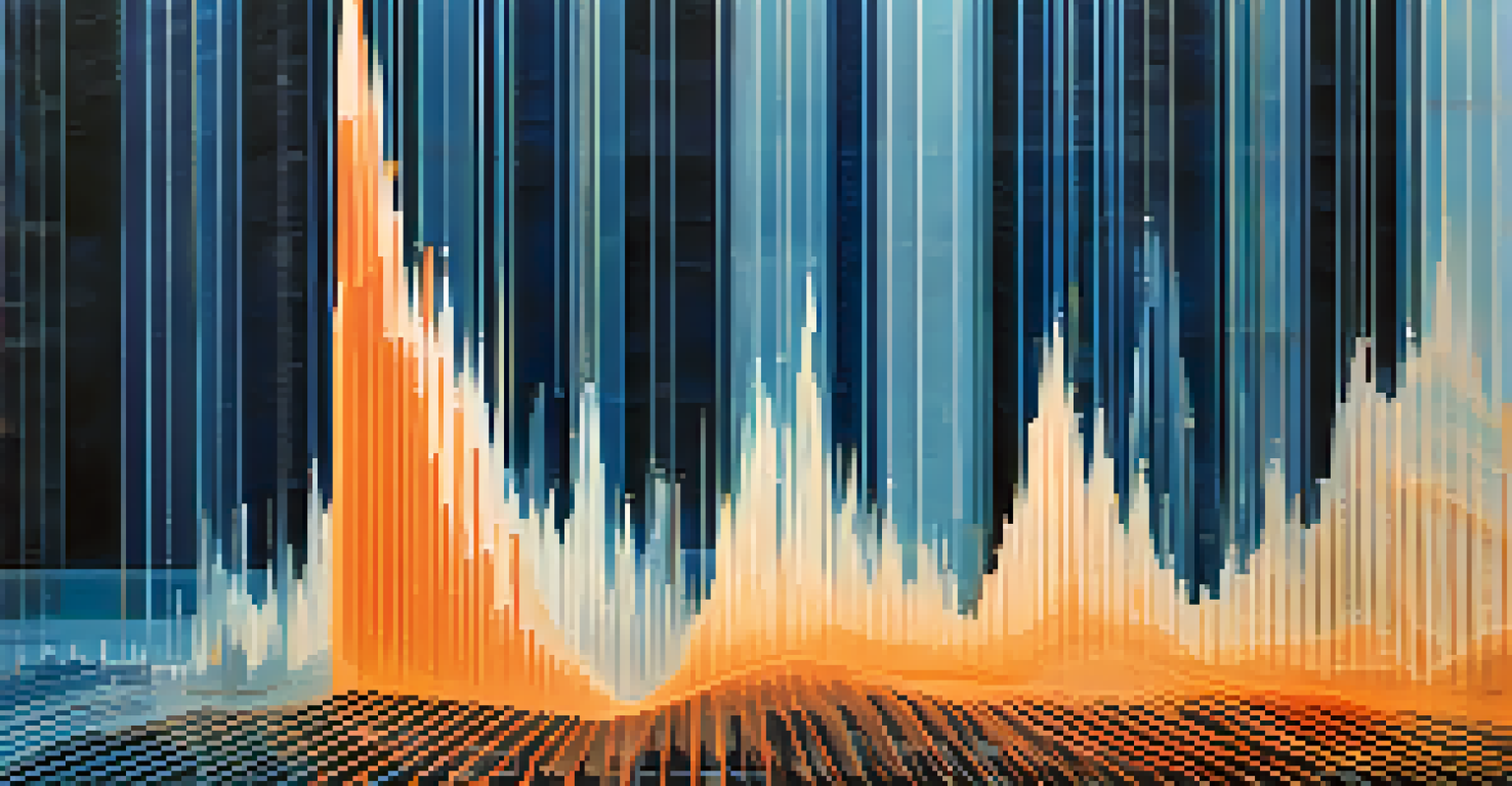 An abstract graph illustrating market volatility with sharp peaks and valleys against a colorful background.