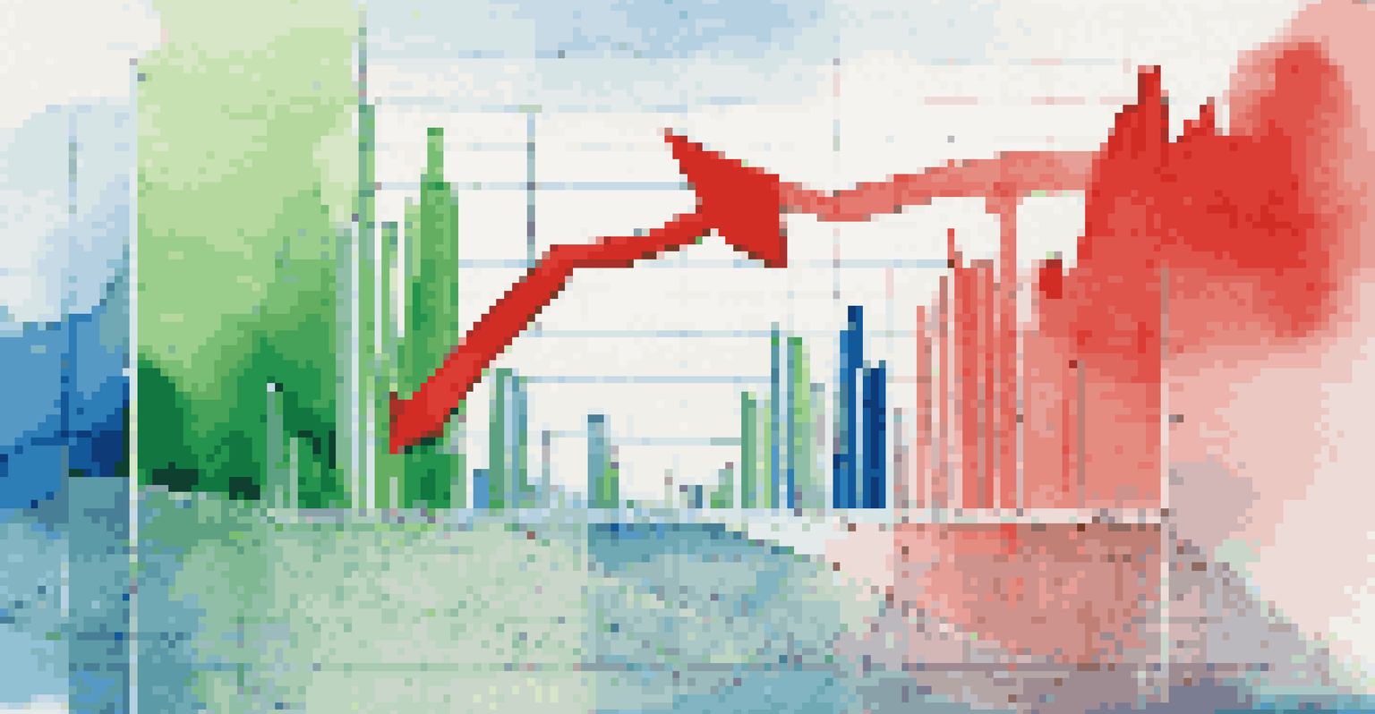 An illustration showing the bid-ask spread with upward and downward arrows and abstract financial charts in the background.