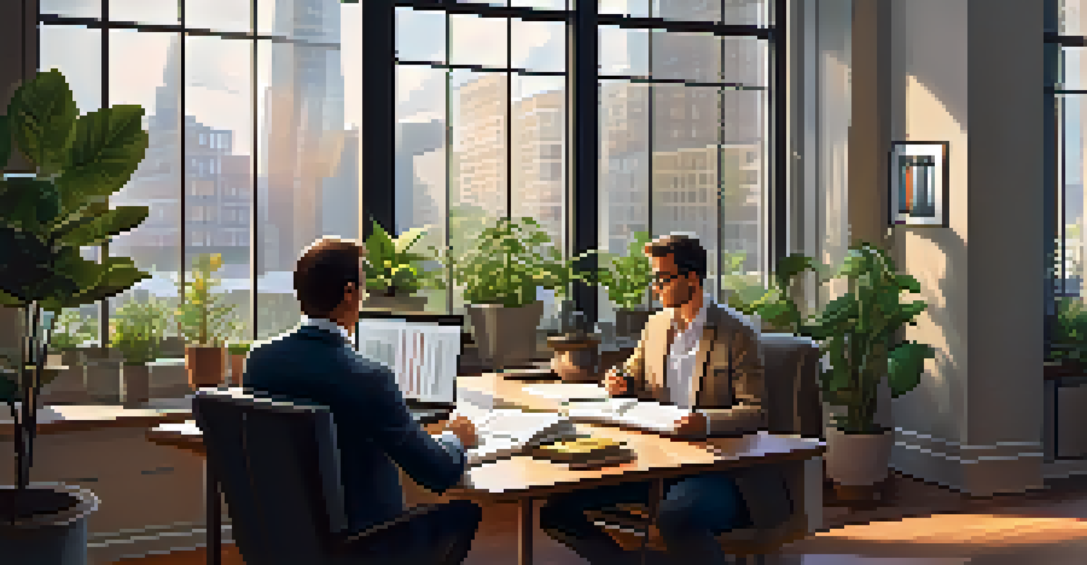 A financial advisor explaining asset allocation strategies to a client in a bright, cozy office.