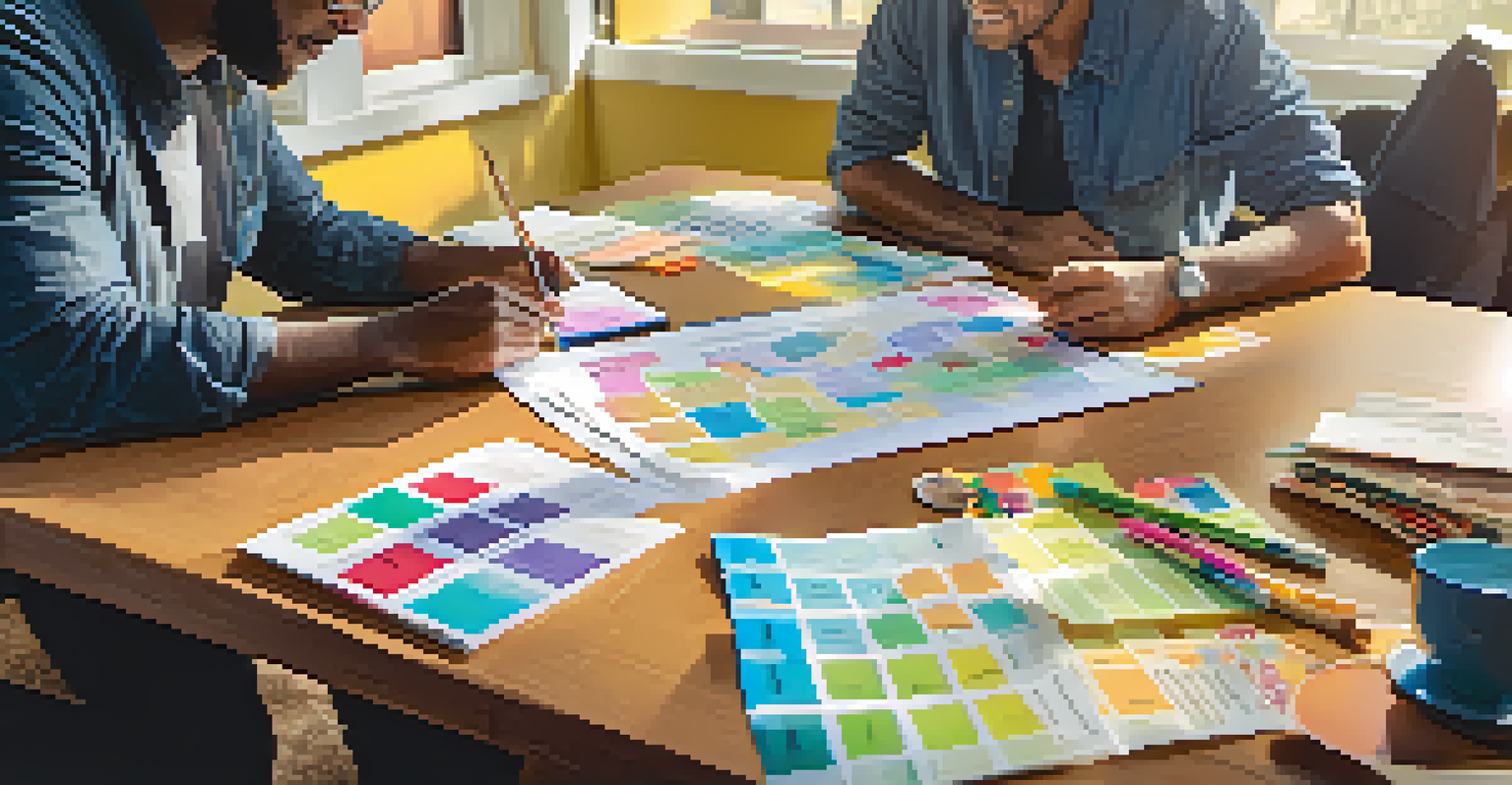 A close-up of a financial roadmap being reviewed by a mentor and mentee, with colorful markers and sticky notes.
