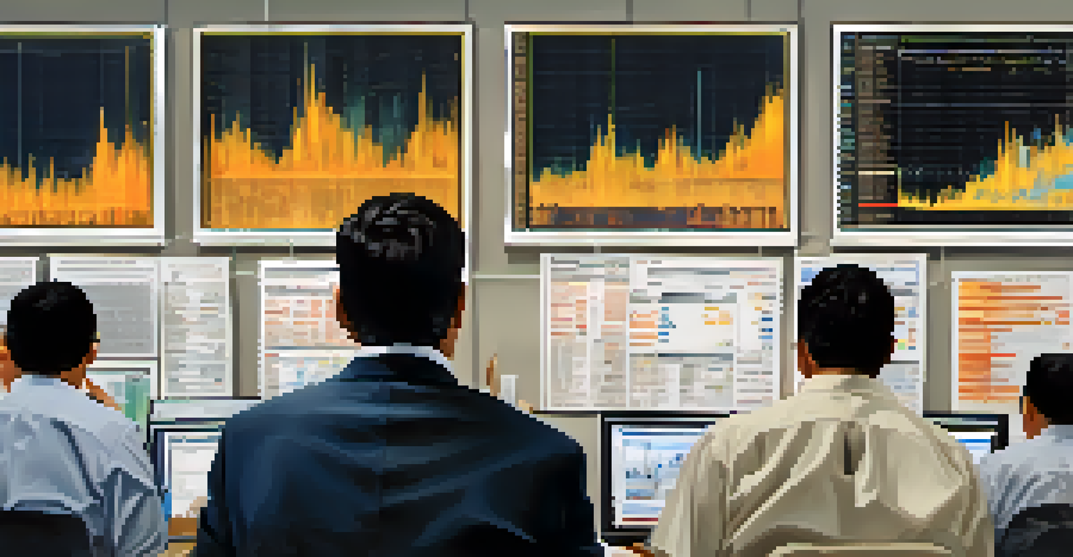 A calm investor analyzing charts on one side, contrasting with panicked investors on a chaotic trading floor on the other side.