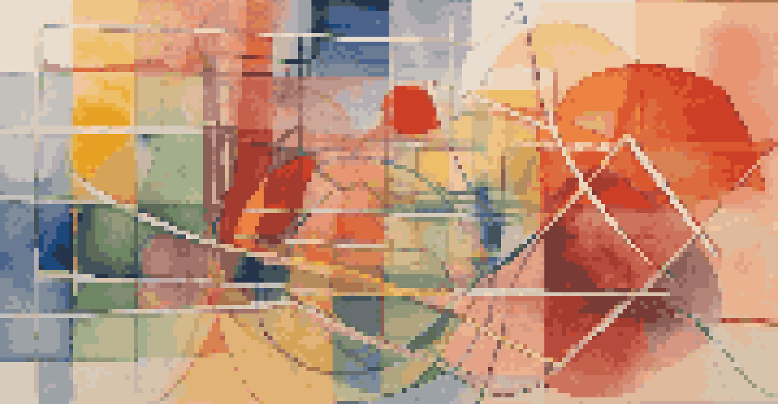 An abstract image illustrating the relationships between different investments with intertwining lines and shapes in vibrant colors, illuminated softly to show correlations.